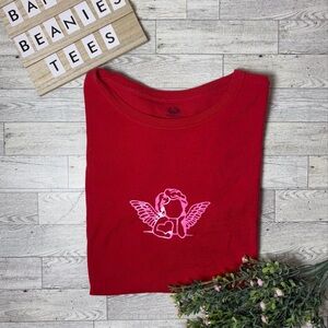 Fruit of the Loom Red Women’s Tee with Angel Graphic